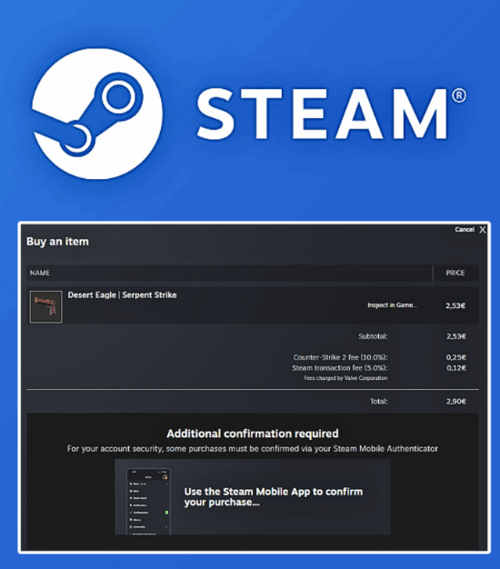 Steam 市场更新安全保护：购买物品需手机验证确认